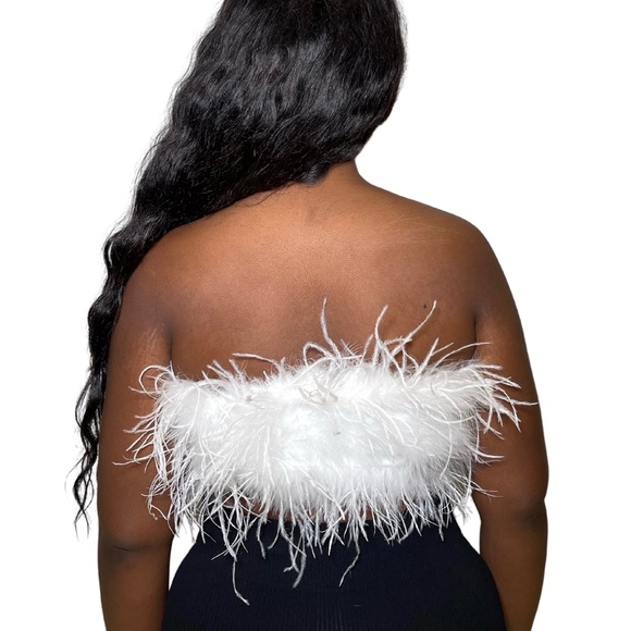 Fly Girl Furs White Ostrich Feather Top - Picture 3 of 3